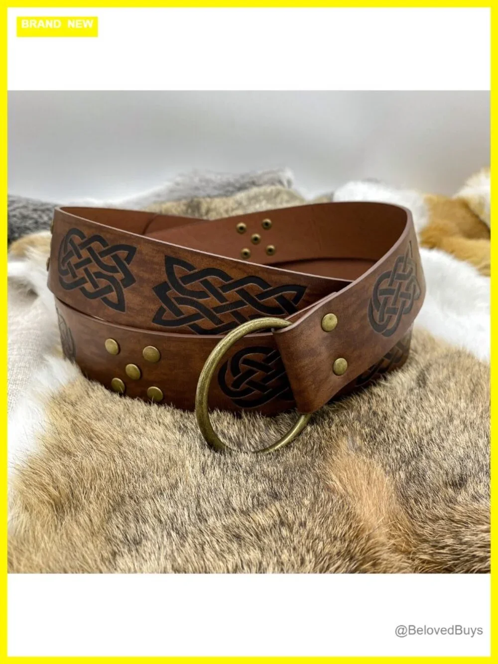 Medieval Embossed PU Leather O-Ring Belt, Retro Renaissance Knight